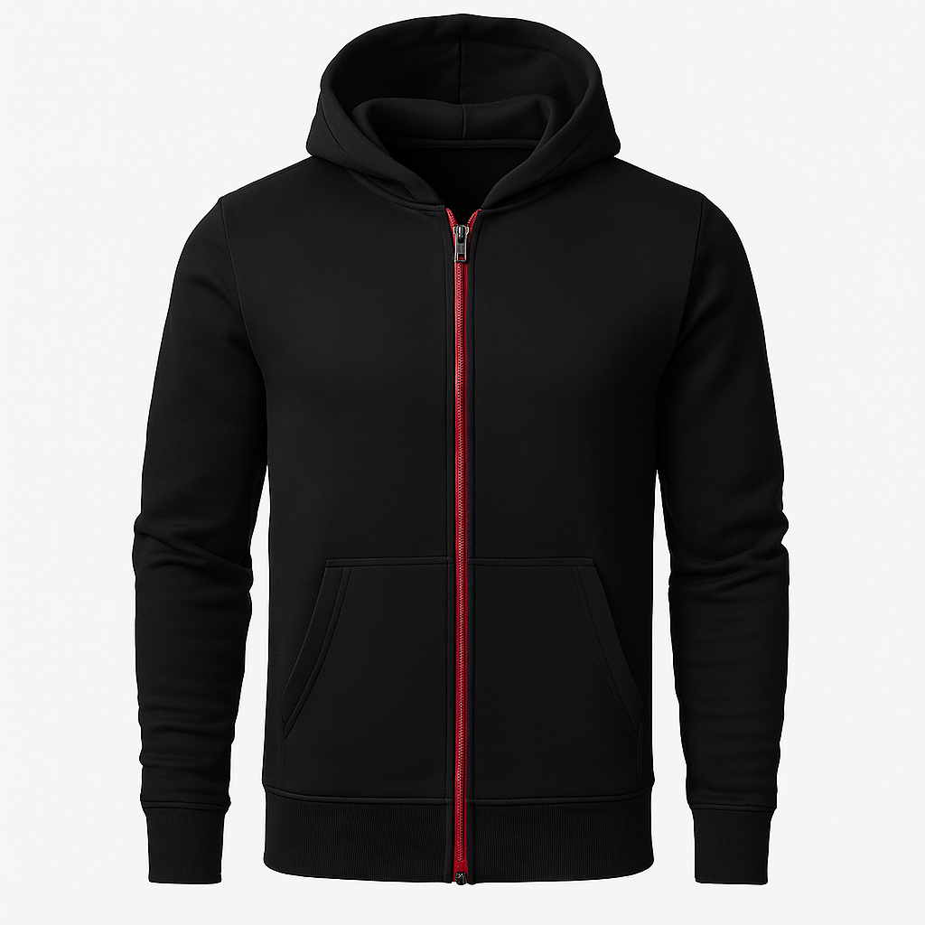Zip-Up Hoodie with Contrast Zipper