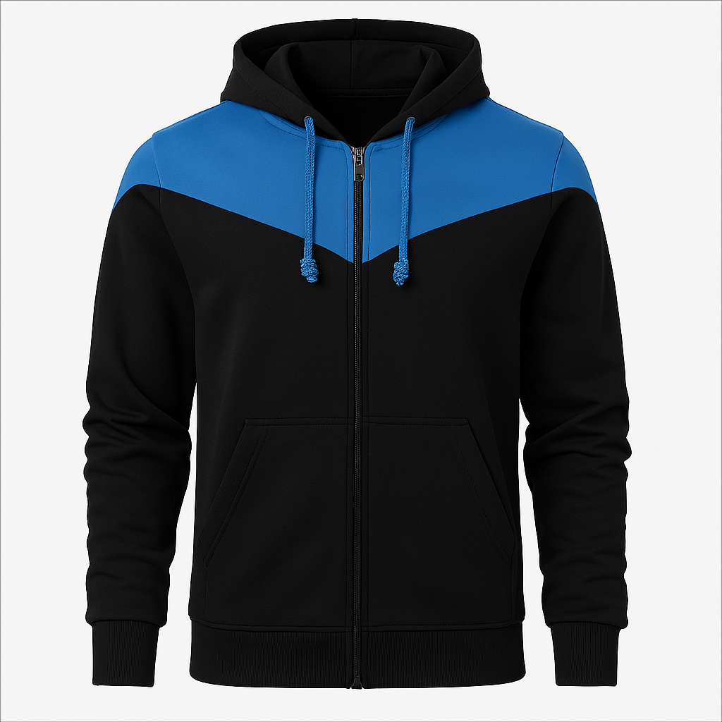 Contrast Panel Hoodie with Drawstring Hood