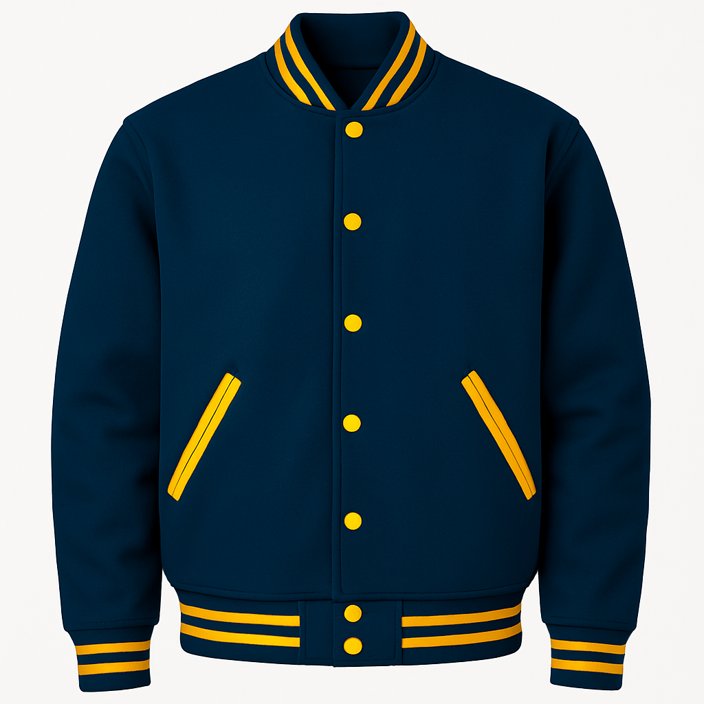 Classic Varsity Jacket with Contrast Stripe Accents